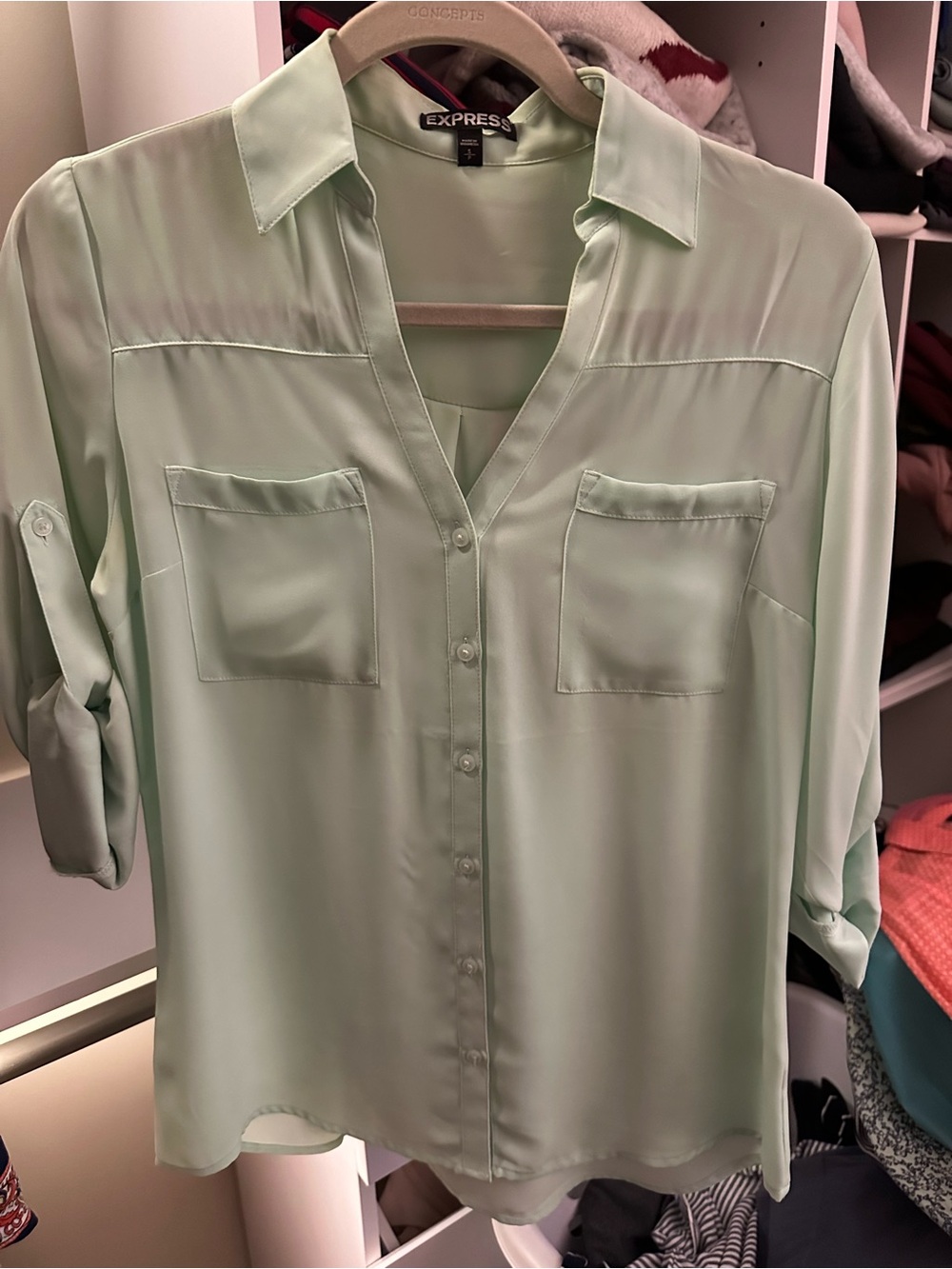 Express Light Mint Button-Down Shirt